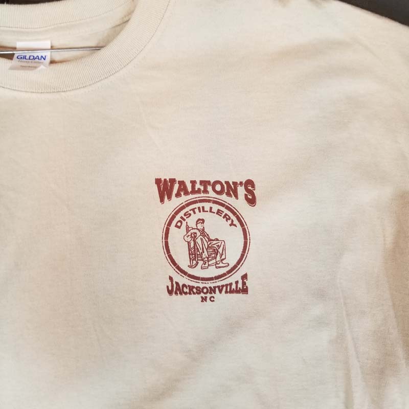 Walton's Distillery Tan T-Shirt with Barrel Head Logo - Walton's Distillery